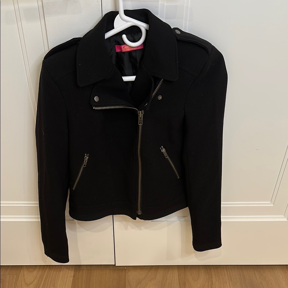 Catherine Malandrino Black Moto Jacket Asymmetrical Zipper